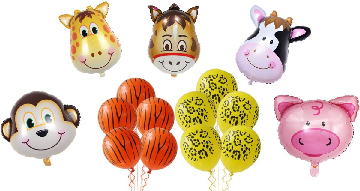 Dieren Ballonnen Set | Helium Ballonnen | Dieren Feestjes | Boerderij Feestjes | Jungle feestjes | Kinderfeestjes